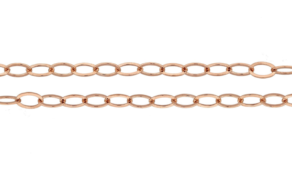 Flache Kabelkette, 14 Karat Roségold gefüllt, 4 x 3 mm, 30 m 