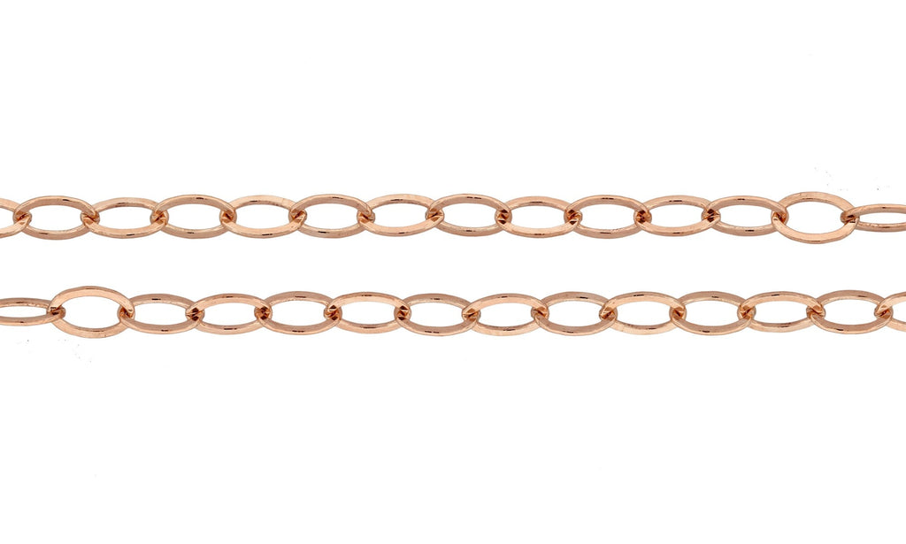 Flache Kabelkette, 4 x 3 mm, gefüllt mit Roségold, 14 Karat, 6 m 