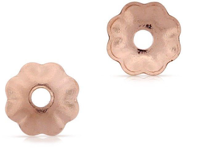14Kt Rose Gold Filled Flower Bead Cap 3mm, 0.76mm Hole - 100pcs/pack