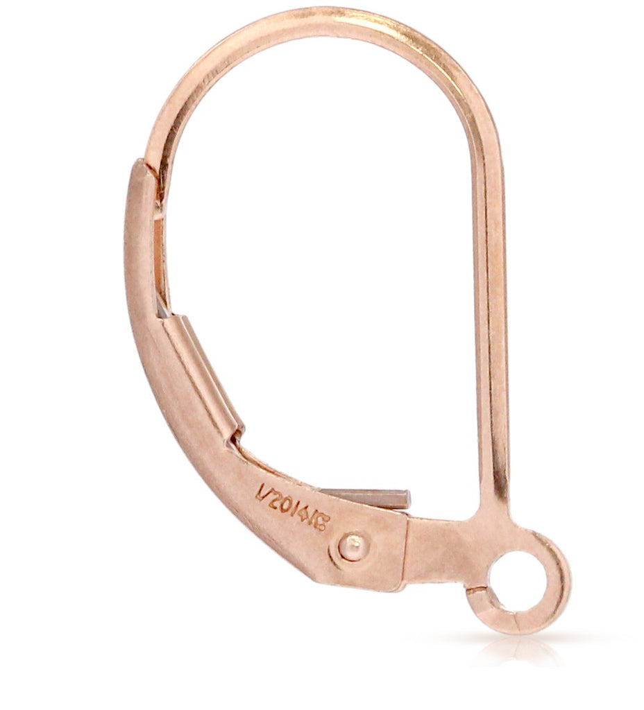 14Kt Rose Gold Filled Plain Lever Back 14x10mm with Ring - 1pair
