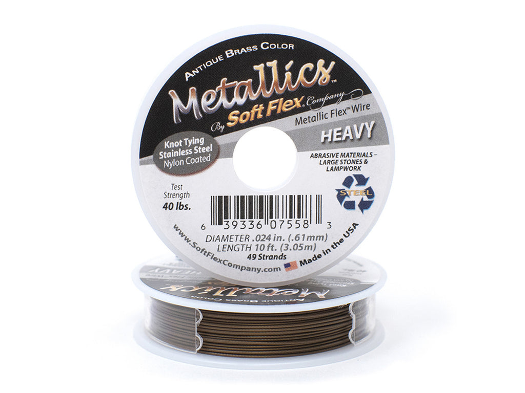 Soft Flex Beading Wire Metallics 49 Strand .024 Inch 30 Feet Antique Brass  - 1spool