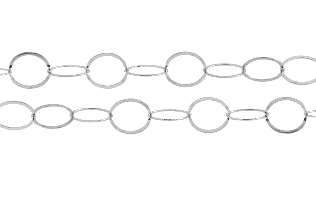 Sterling Silver 10mm Flat Round Cable Chain - 5ft