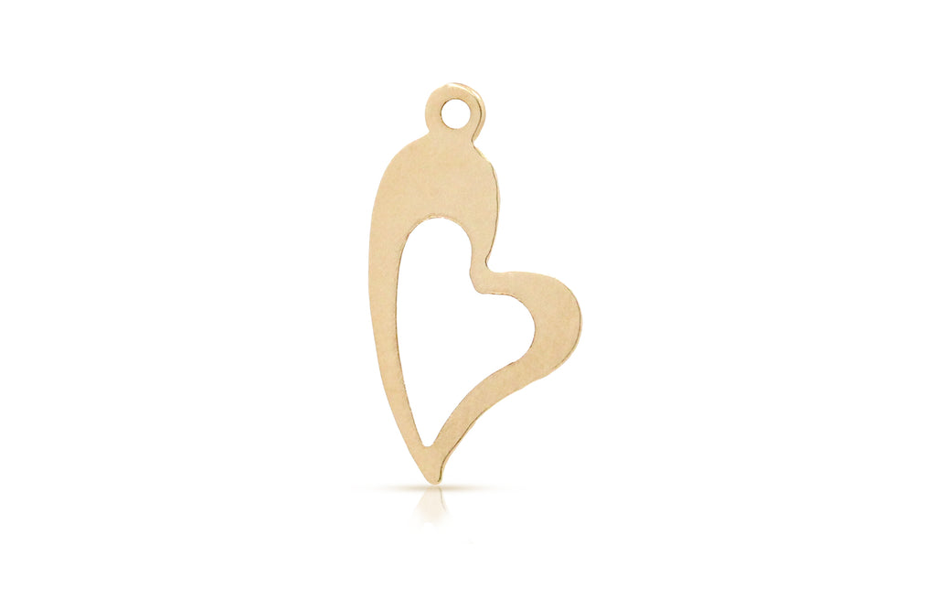 14Kt Gold Filled Open Paisley-Heart Charm 18.25x11mm - 5pcs/pack
