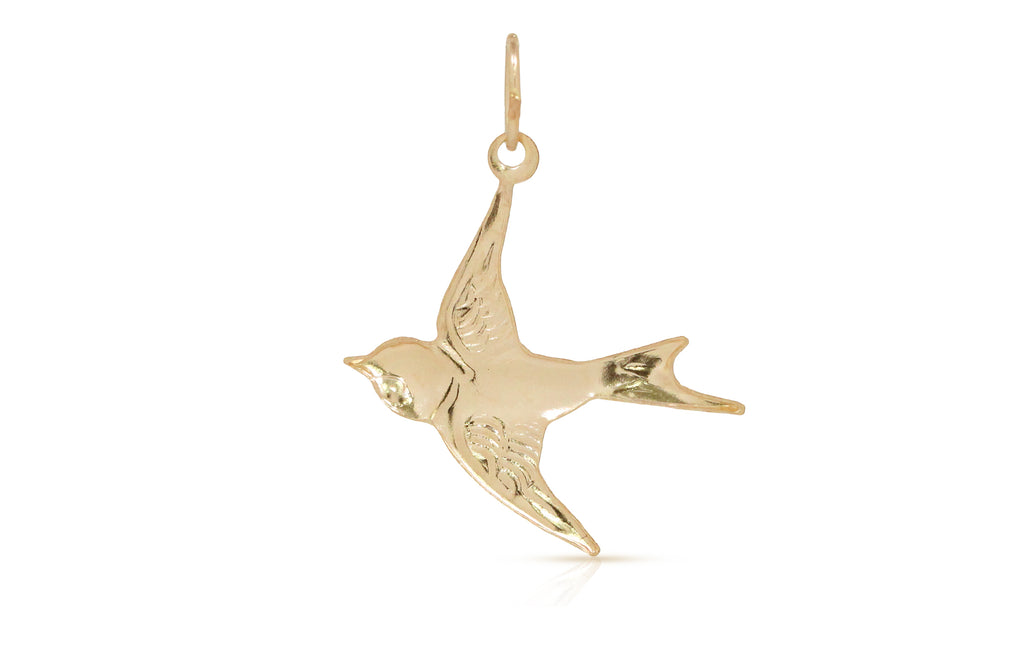 Swallow Charm Stamped 14Kt Gold Filled 23x18x.65mm - 5pcs/pack