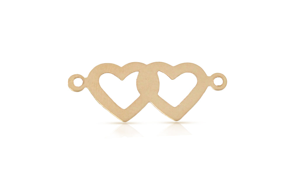 Openwork Double-Heart Stamping Link 14Kt Gold Filled 9x22.8mm -  5pcs/pack