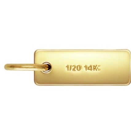14Kt Gold Filled Rectangle Quality Tag (3x8mm) w/Ring - 10pcs