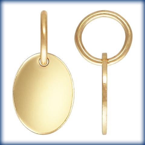 14Kt Gold Filled Oval Quality Tag (7.3x5.5mm) Hooplet - 10pcs