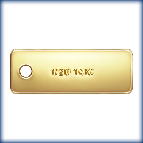 14kt Gold Filled Rectangle Quality Tag (3x8mm) 0.8mm Hole - 10pcs