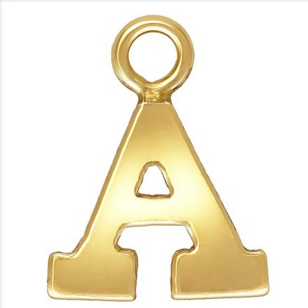 14kt Gold Filled Block Letter 'A' Charm (0.5mm Thick) - 1pc
