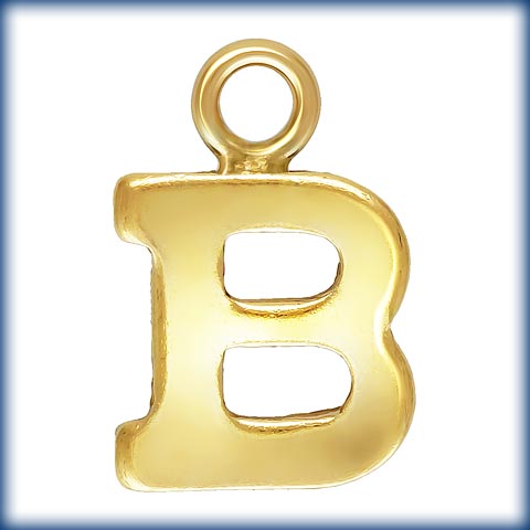 14kt Gold Filled Block Letter 'B' Charm (0.5mm Thick) - 1pc