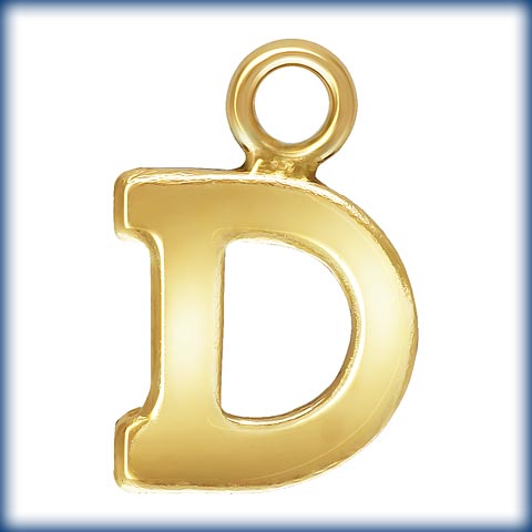 14kt Gold Filled Block Letter 'D' Charm (0.5mm Thick) - 1pc
