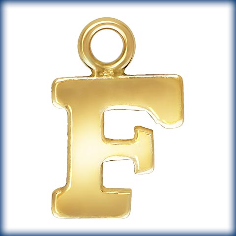 14kt Gold Filled Block Letter 'F' Charm (0.5mm Thick) - 1pc