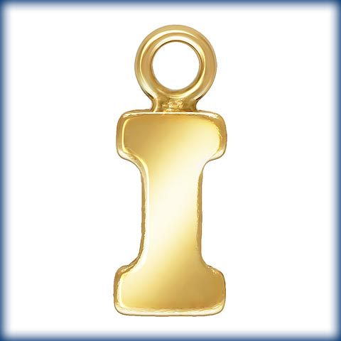 14kt Gold Filled Block Letter 'I' Charm (0.5mm Thick) - 1pc