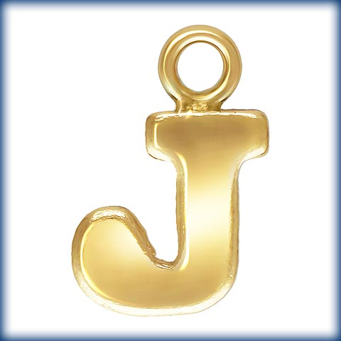 14kt Gold Filled Block Letter 'J' Charm (0.5mm Thick) - 1pc