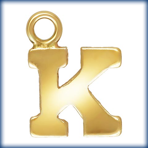 14kt Gold Filled Block Letter 'K' Charm (0.5mm Thick) - 1pc