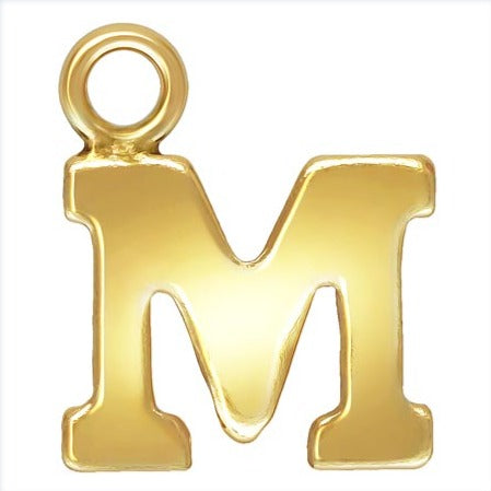 14kt Gold Filled Block Letter 'M' Charm (0.5mm Thick) - 1pc