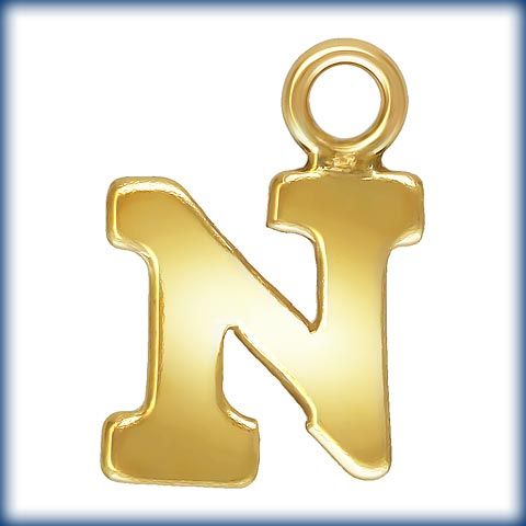 14kt Gold Filled Block Letter 'N' Charm (0.5mm Thick) - 1pc