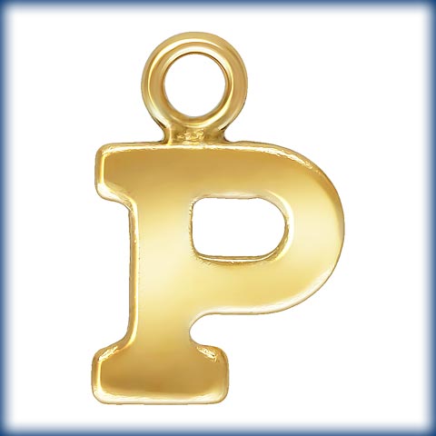 14kt Gold Filled Block Letter 'P' Charm (0.5mm Thick) - 1pc