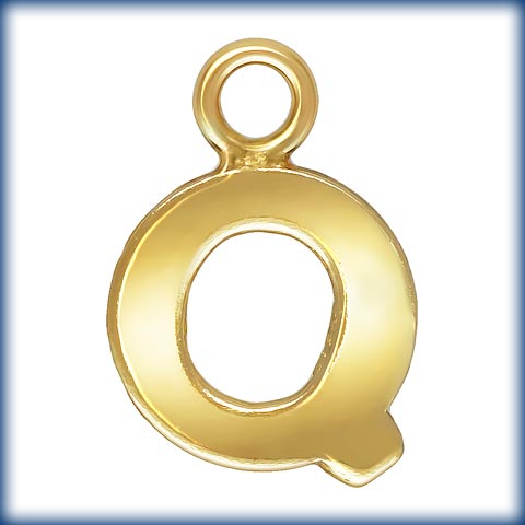14kt Gold Filled Block Letter 'Q' Charm (0.5mm Thick) - 1pc