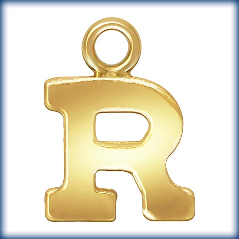 14kt Gold Filled Block Letter 'R' Charm (0.5mm Thick) - 1pc