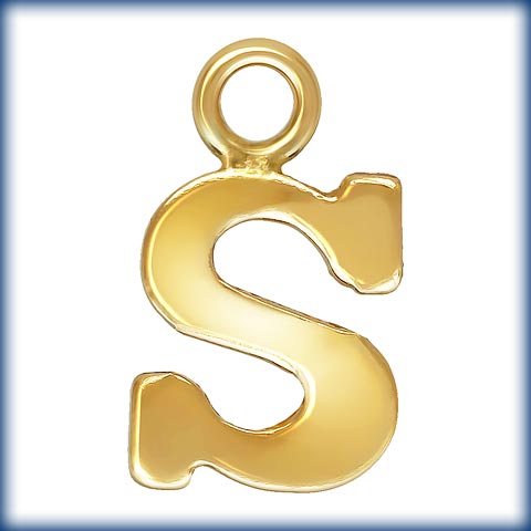 14kt Gold Filled Block Letter 'S' Charm (0.5mm Thick) - 1pc