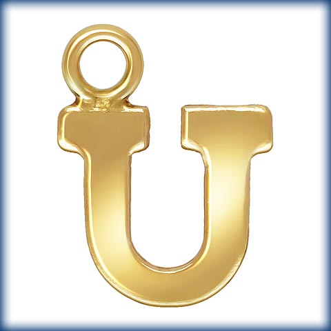 14kt Gold Filled Block Letter 'U' Charm (0.5mm Thick) - 1pc
