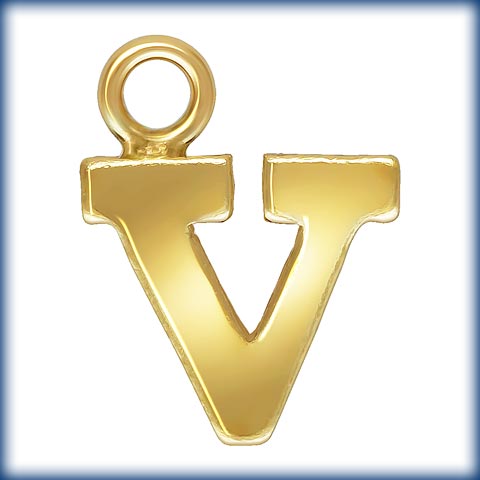 14kt Gold Filled Block Letter 'V' Charm (0.5mm Thick) - 1pc