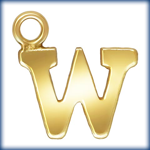 14kt Gold Filled Block Letter 'W' Charm (0.5mm Thick) - 1pc