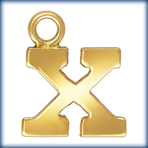 14kt Gold Filled Block Letter 'X' Charm (0.5mm Thick) - 1pc