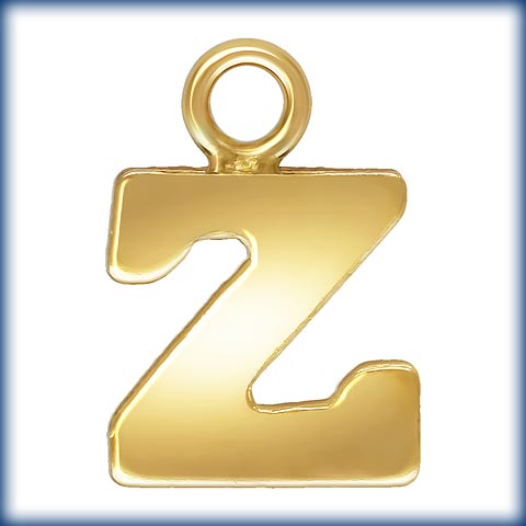 14kt Gold Filled Block Letter 'Z' Charm (0.5mm Thick) - 1pc