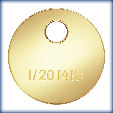 14Kt Gold Filled Round Quality Tag (4.0mm) 0.9mm Hole - 10pcs