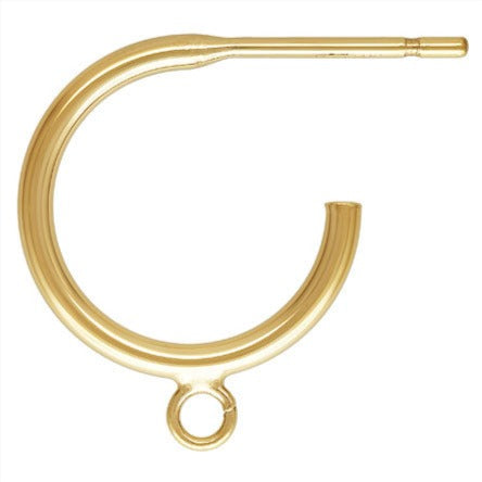14Kt Gold Filled 12.0mm 3/4 Hoop Post Earrings w/Ring - 1pr/pack