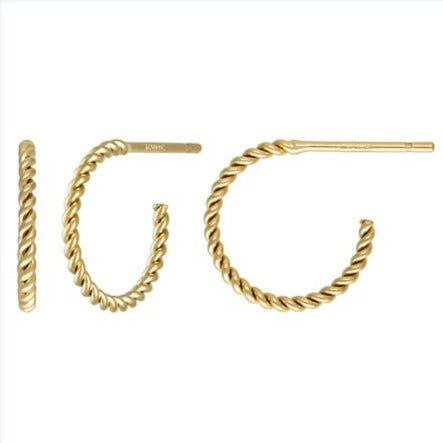 14Kt Gold Filled 12.0mm Twisted 3/4 Hoop Post Earrings - 1pr/pack