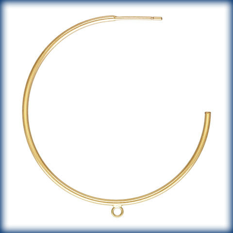14Kt Gold Filled 38.0mm 3/4 Hoop Post Earrings w/Ring - 1pr/pk