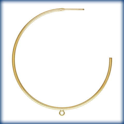 14Kt Gold Filled 45.0mm 3/4 Hoop Post Earrings w/ring - 1pr/pack