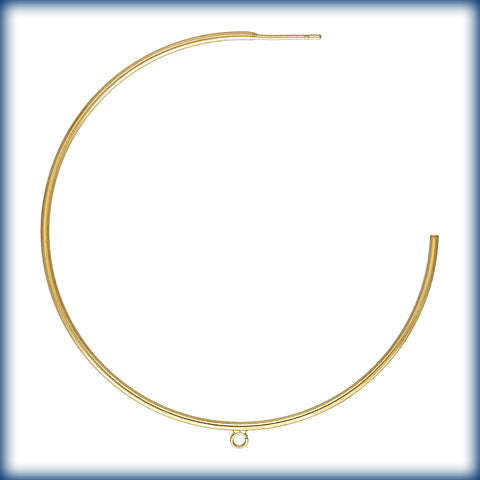 14Kt Gold Filled 55.0mm 3/4 Hoop Post Earrings w/Ring - 1pr/pk