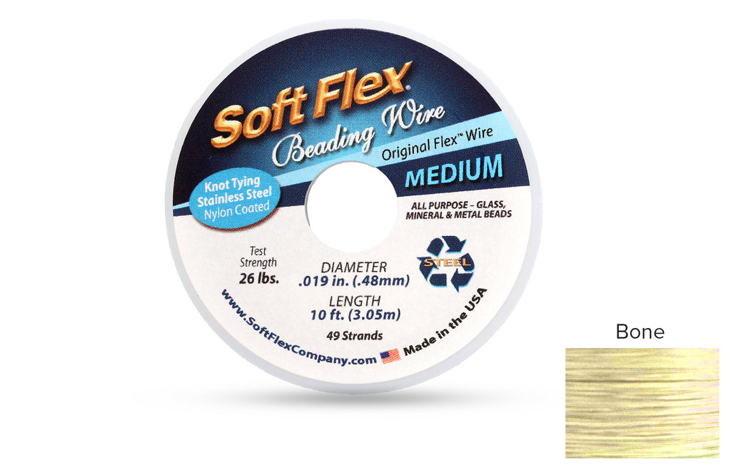 Soft Flex Beading Wire 49 Strand .019 Inch Bone 10feet  - 1spool