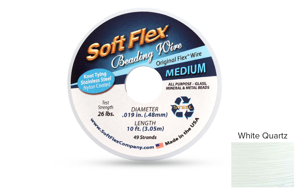 Soft Flex Beading Wire 49 Strand .019 Inch White Quartz  - 1spool