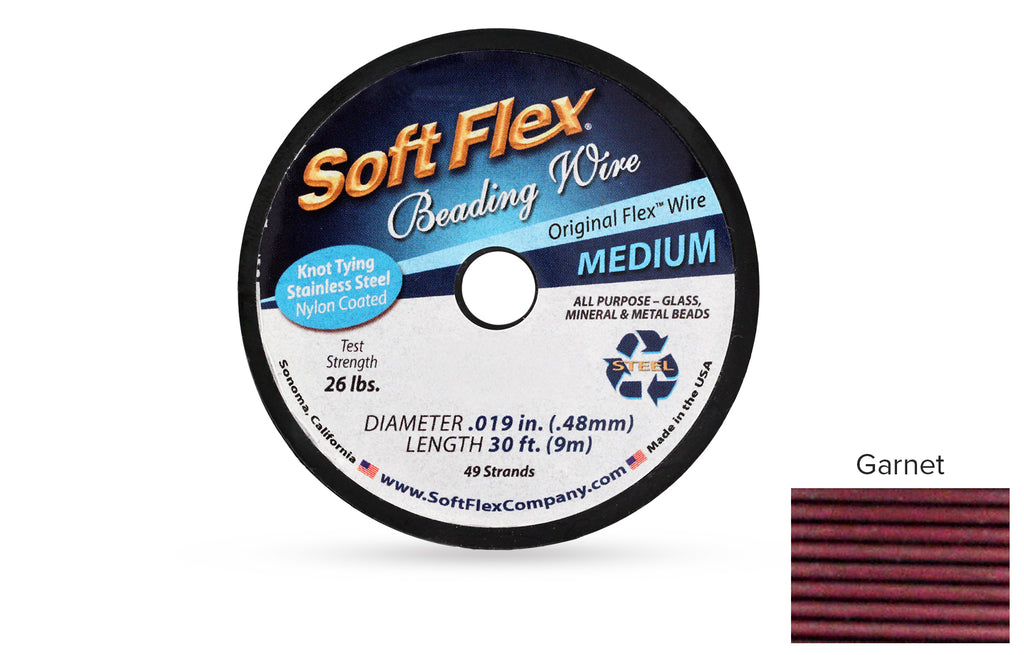 Soft Flex Beading Wire 49 Strand .019 Inch Garnet  - 1spool