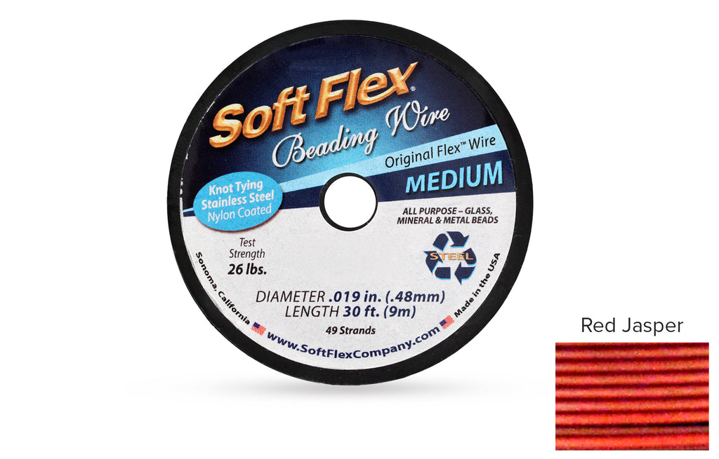 Soft Flex Beading Wire 49 Strand .019 Inch Red Jasper  - 1spool