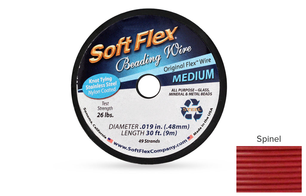Soft Flex Beading Wire 49 Strand .019 Inch Spinel  - 1spool