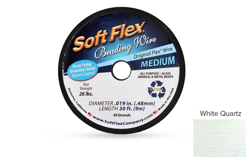 Soft Flex Beading Wire 49 Strand .019 Inch White Quartz - 1spool
