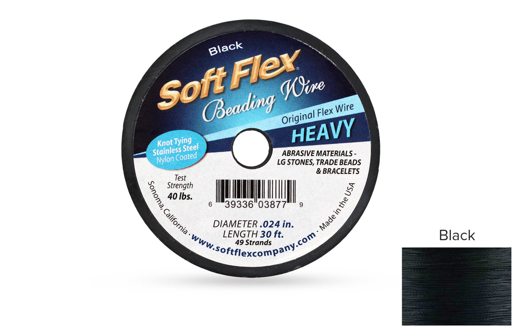 Soft Flex Beading Wire 49 Strand .024 Inch Black - 1spool