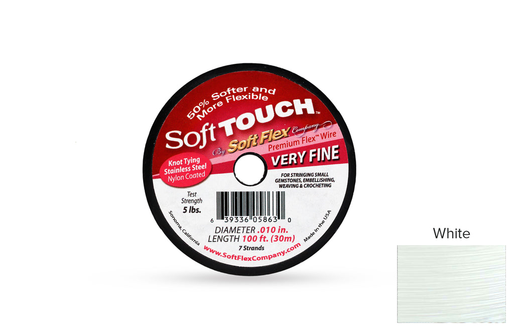 Soft Touch Beading Wire 7 Strand .010 Inch White - 1spool