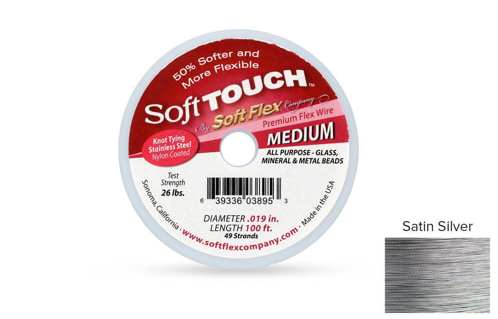 Soft Touch Beading Wire 49 Strand .019 Inch Satin Silver - 1spool