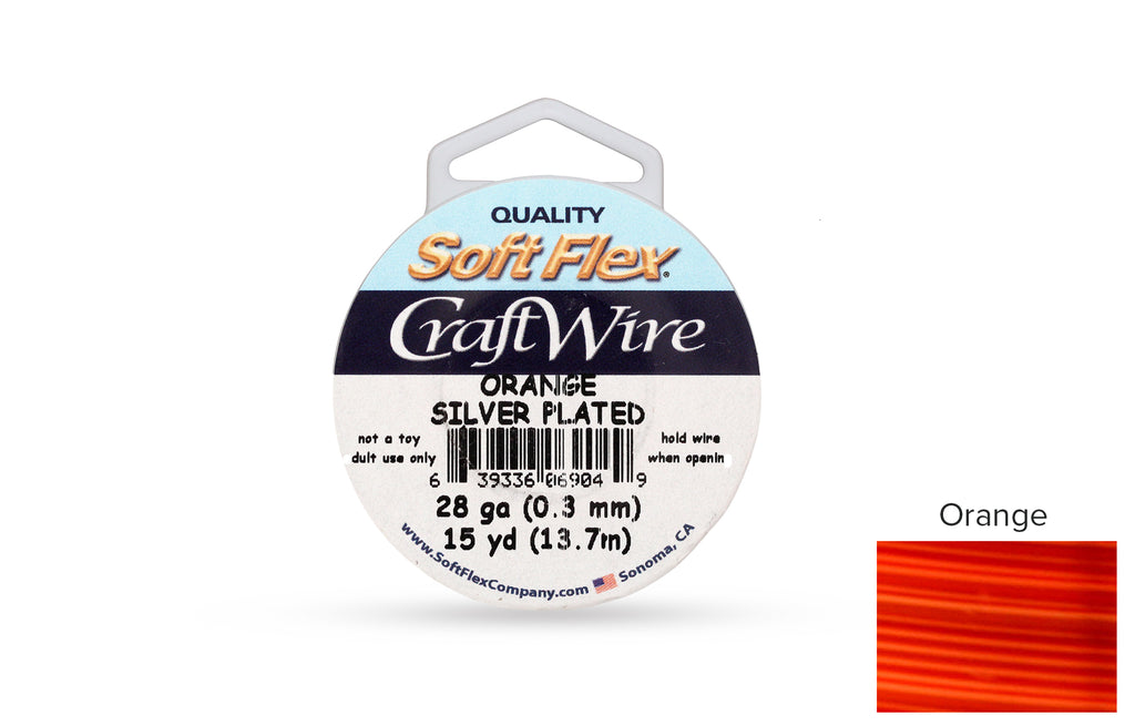 Craft Wire Soft Flex 28 Gauge Silver Plated Orange - 1 spool