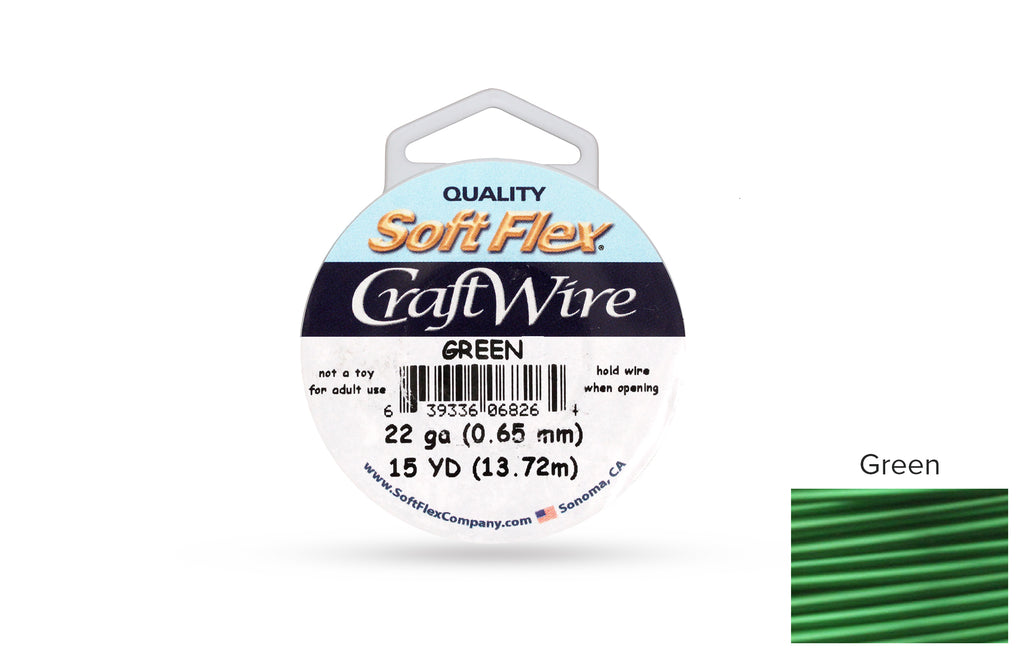 Craft Wire Soft Flex 22 Gauge Green - 1 spool