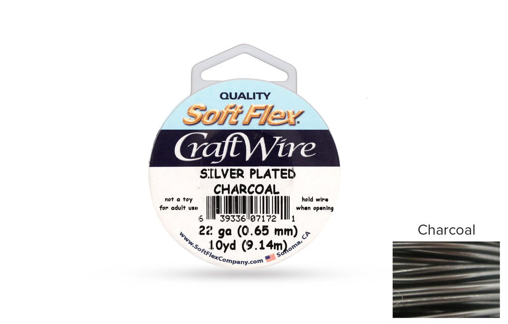 Craft Wire Soft Flex 22 Gauge Silver Plated Charcoal - 1 spool