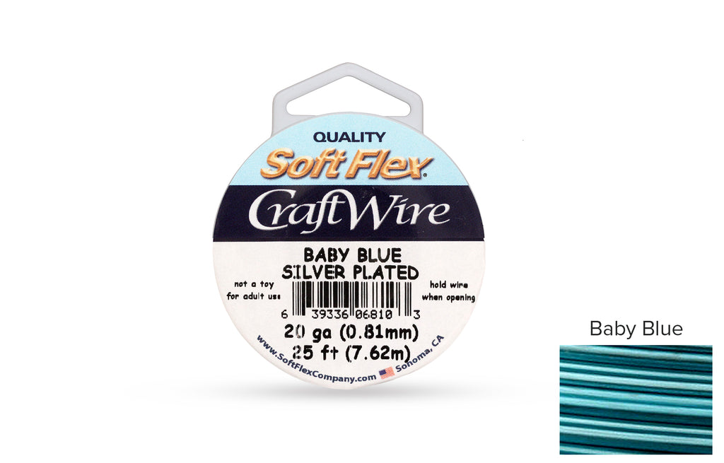 Craft Wire Soft Flex 20 Gauge Silver Plated Baby Blue - 1 spool