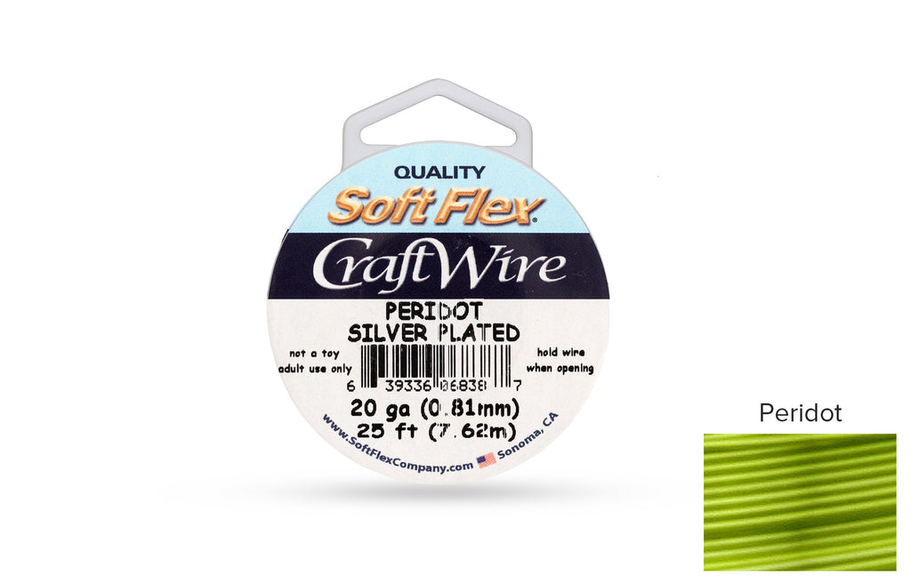 Craft Wire Soft Flex 20 Gauge Silver Plated Peridot - 1 spool